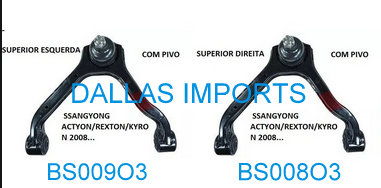 BS008O3 LD/ BS009O3 LE - BANDEJA/BALANÇA SUPERIOR LADO DIREITO DA SSANGYONG ACTYON/REXTON/KYRON 2.0 16V 2009/...COM PIVO E BUCHA